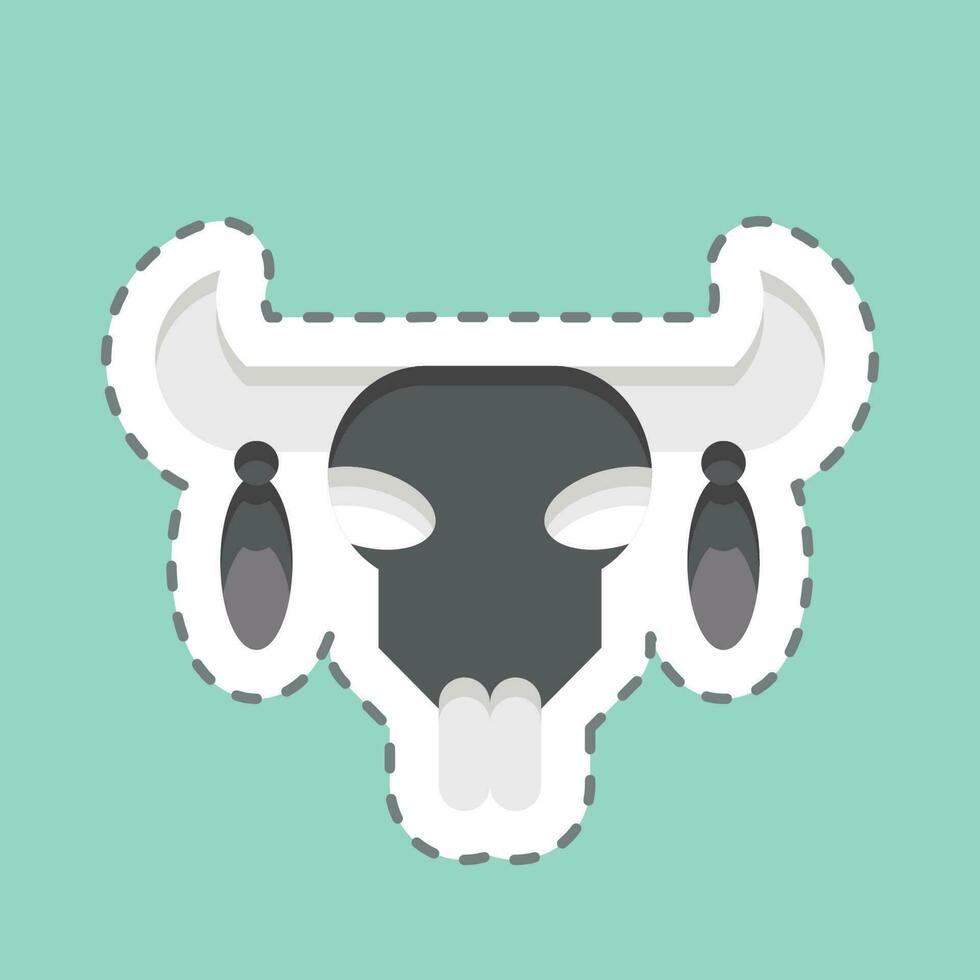 Sticker line cut Skull 2. related to American Indigenous symbol. simple design editable vector