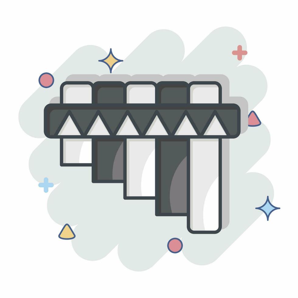 Icon Pan Flute. related to American Indigenous symbol. comic style. simple design editable vector