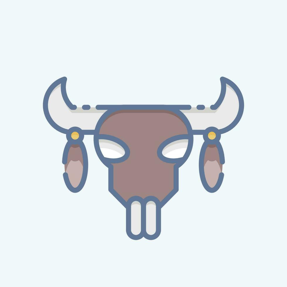 Icon Skull 2. related to American Indigenous symbol. doodle style. simple design editable vector