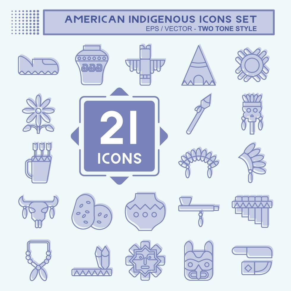 Icon Set American Indigenous. related to Education symbol. two tone style. simple design editable vector