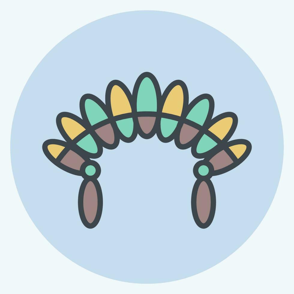 Icon Headdress 2. related to American Indigenous symbol. color mate style. simple design editable vector