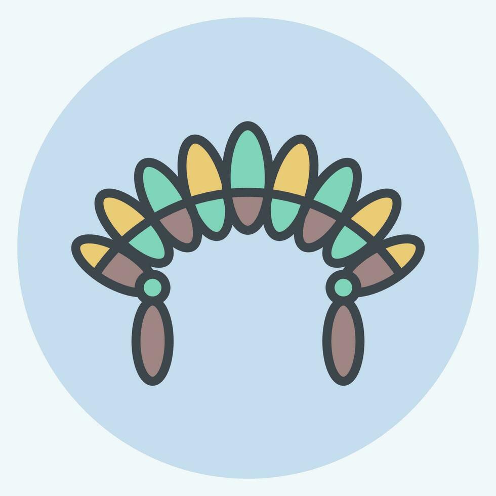 Icon Headdress 2. related to American Indigenous symbol. color mate style. simple design editable vector