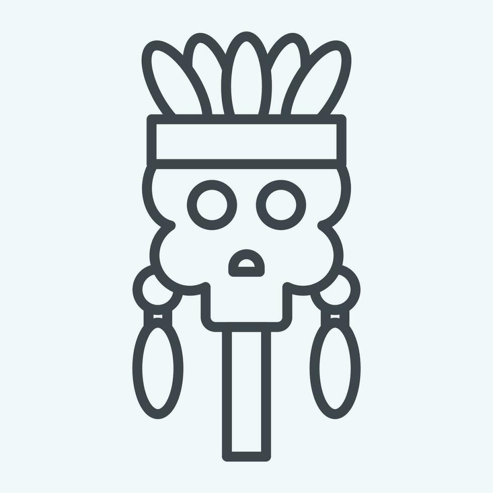 Icon Skull. related to American Indigenous symbol. line style. simple design editable vector
