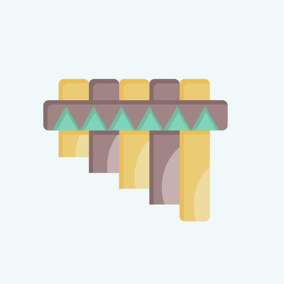 Icon Pan Flute. related to American Indigenous symbol. flat style. simple design editable vector