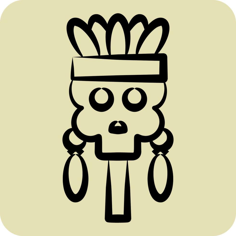 Icon Skull. related to American Indigenous symbol. hand drawn style. simple design editable vector
