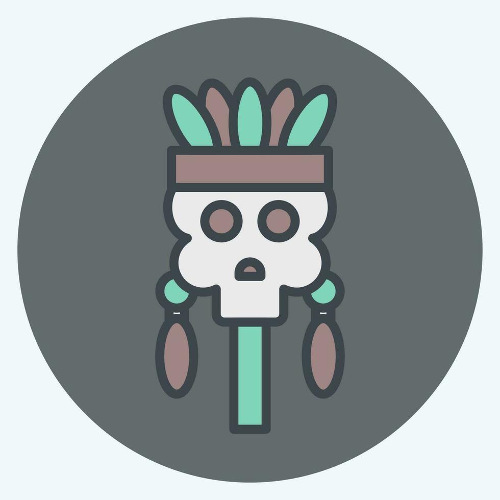 Icon Skull. related to American Indigenous symbol. color mate style. simple design editable vector