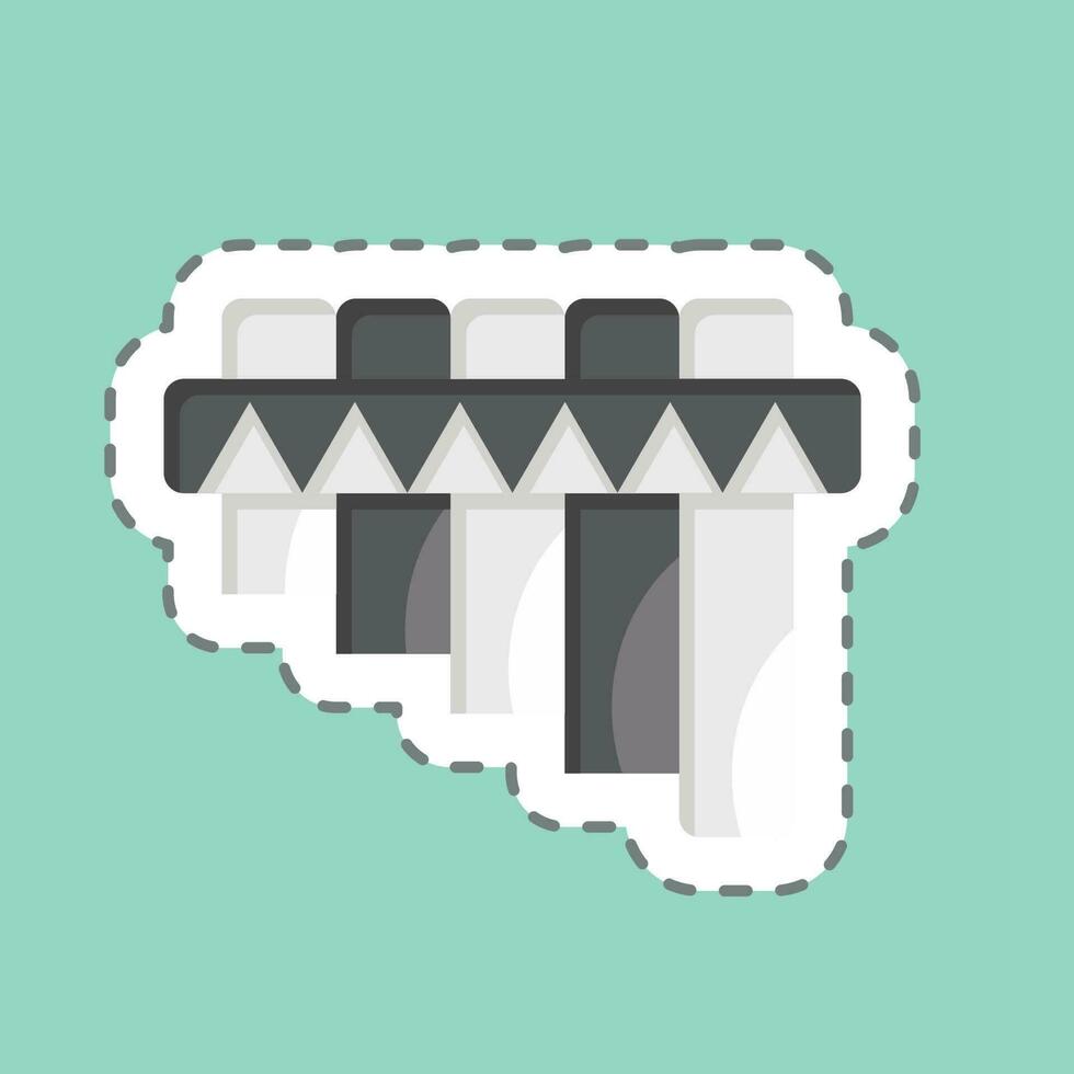 Sticker line cut Pan Flute. related to American Indigenous symbol. simple design editable vector