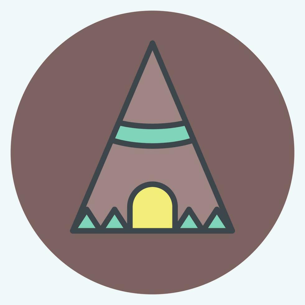 Icon Teepee. related to American Indigenous symbol. color mate style. simple design editable vector