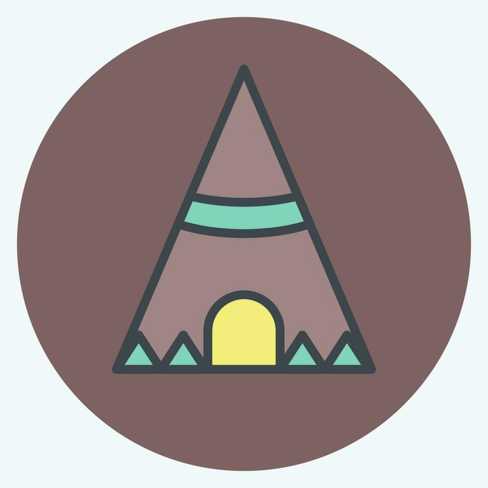 Icon Teepee. related to American Indigenous symbol. color mate style. simple design editable vector