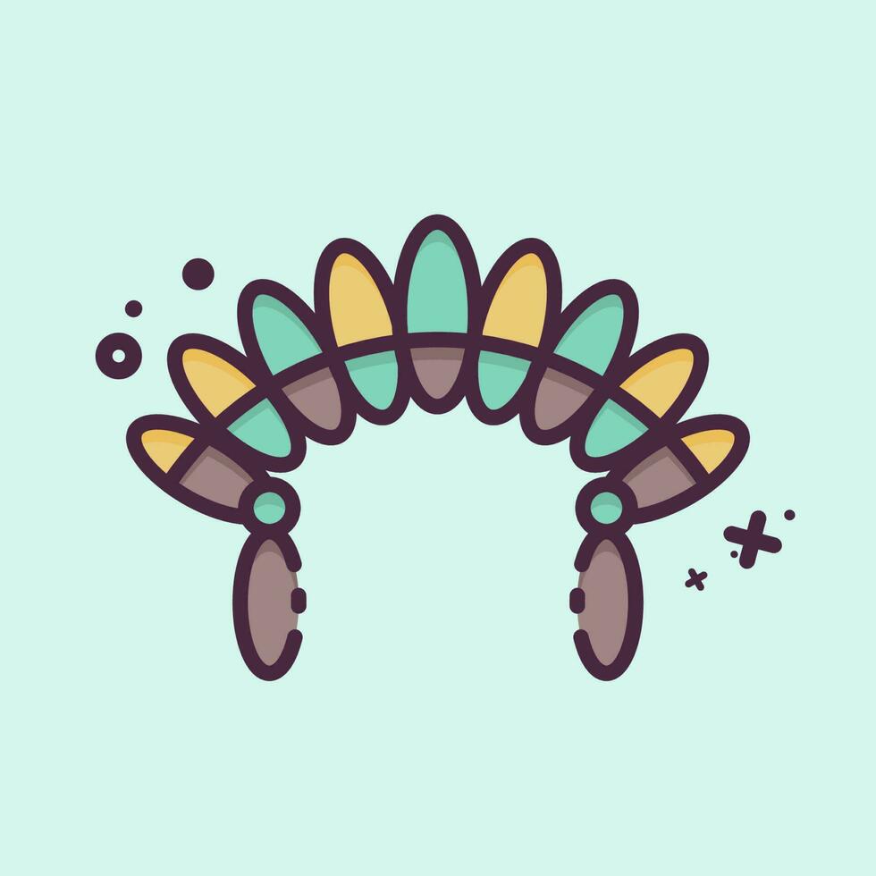 Icon Headdress 2. related to American Indigenous symbol. MBE style. simple design editable vector