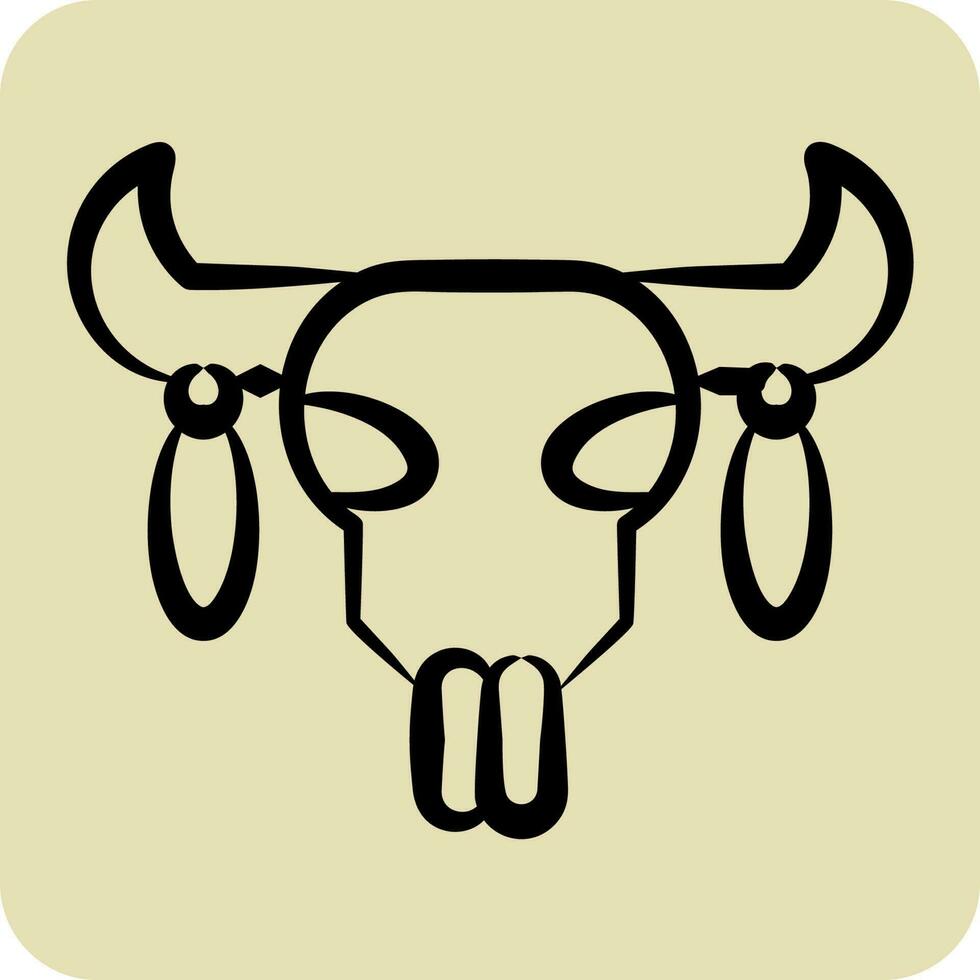 Icon Skull 2. related to American Indigenous symbol. hand drawn style. simple design editable vector