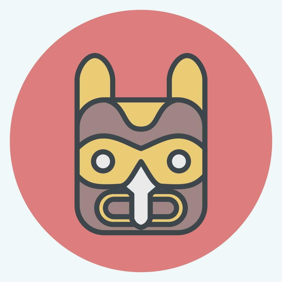 Icon Mask 2. related to American Indigenous symbol. color mate style. simple design editable vector
