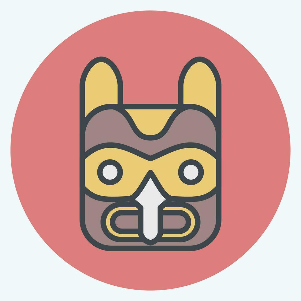 Icon Mask 2. related to American Indigenous symbol. color mate style. simple design editable vector