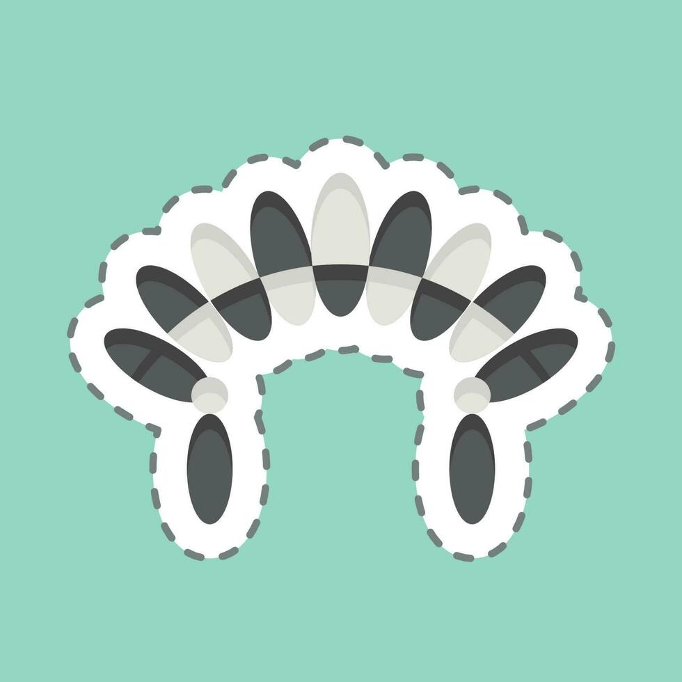 Sticker line cut Headdress 2. related to American Indigenous symbol. simple design editable vector