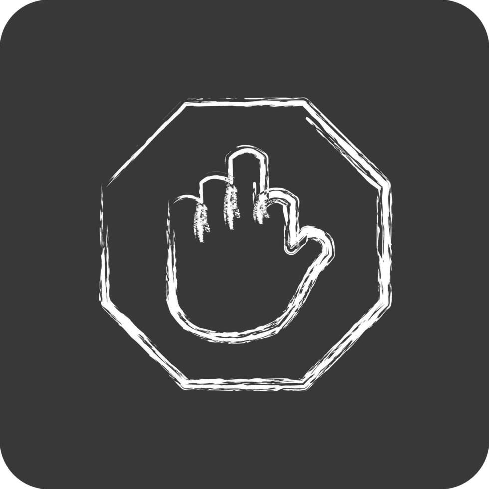 Icon Stop Hand. suitable for building symbol. chalk Style. simple design editable. design template vector