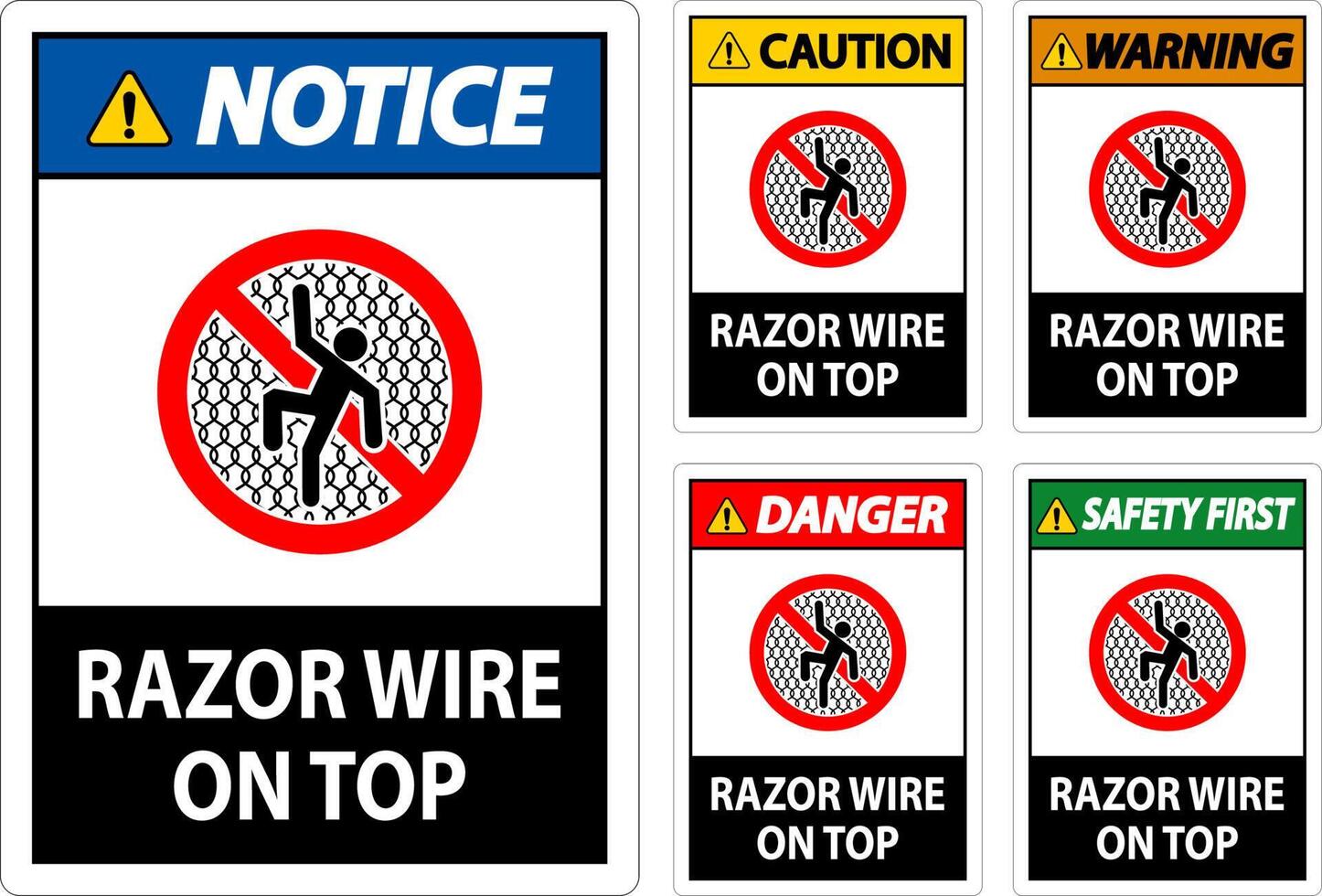 Symbol Danger Sign Razor Wire on Top vector