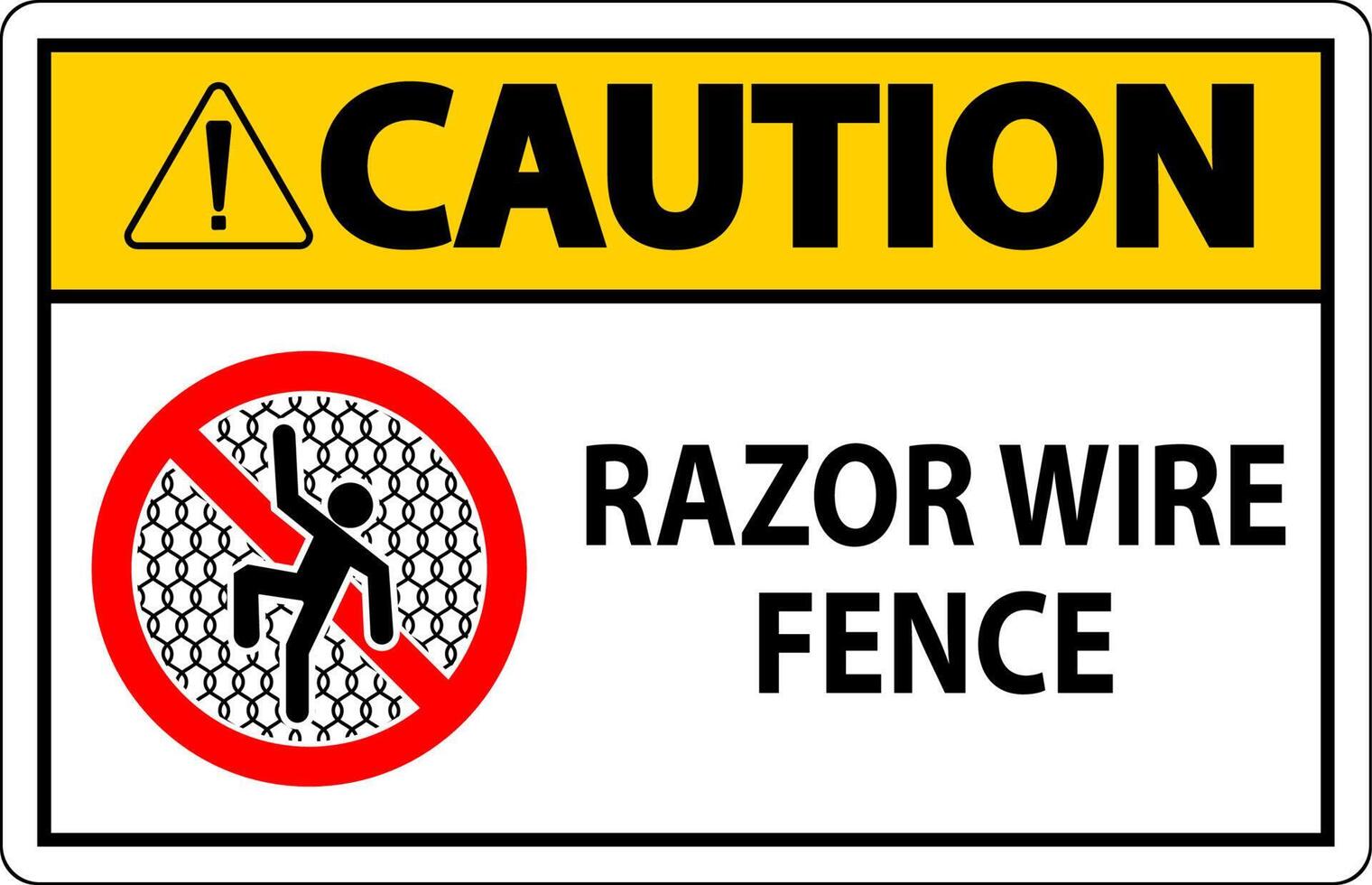 Caution Sign Razor Wire Fence On White Background vector