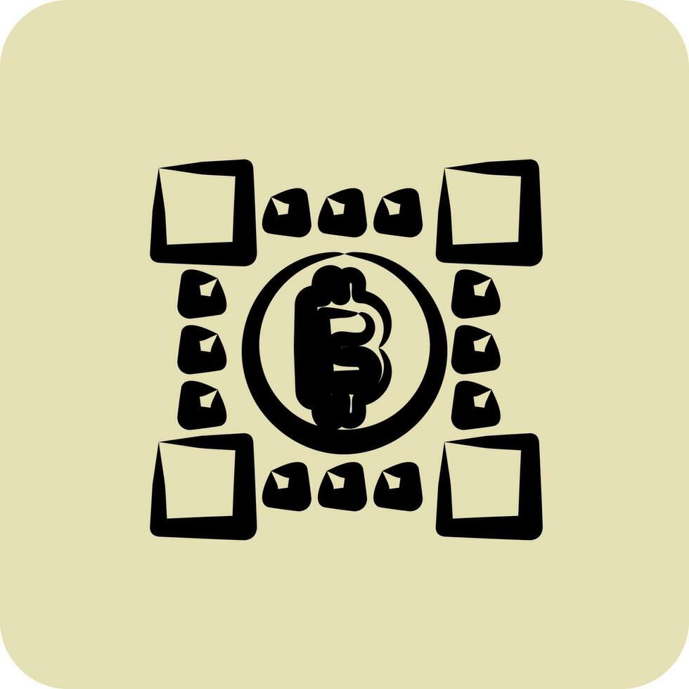 Icon Bitcoins Technology. suitable for education symbol. hand drawn style. simple design editable vector