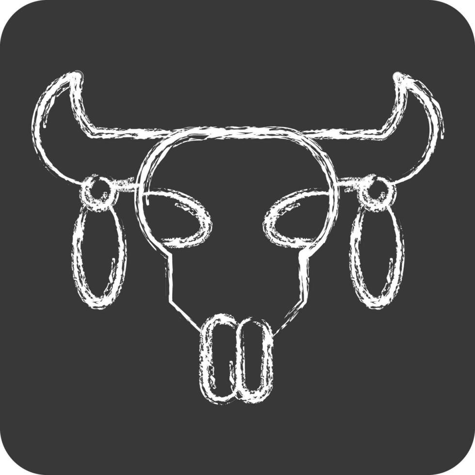 Icon Skull 2. related to American Indigenous symbol. chalk Style. simple design editable vector