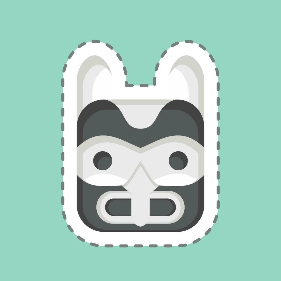 Sticker line cut Mask 2. related to American Indigenous symbol. simple design editable vector