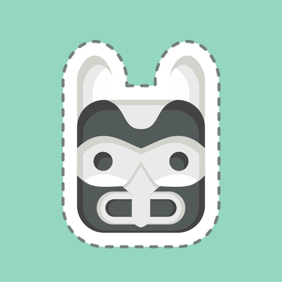 Sticker line cut Mask 2. related to American Indigenous symbol. simple design editable vector