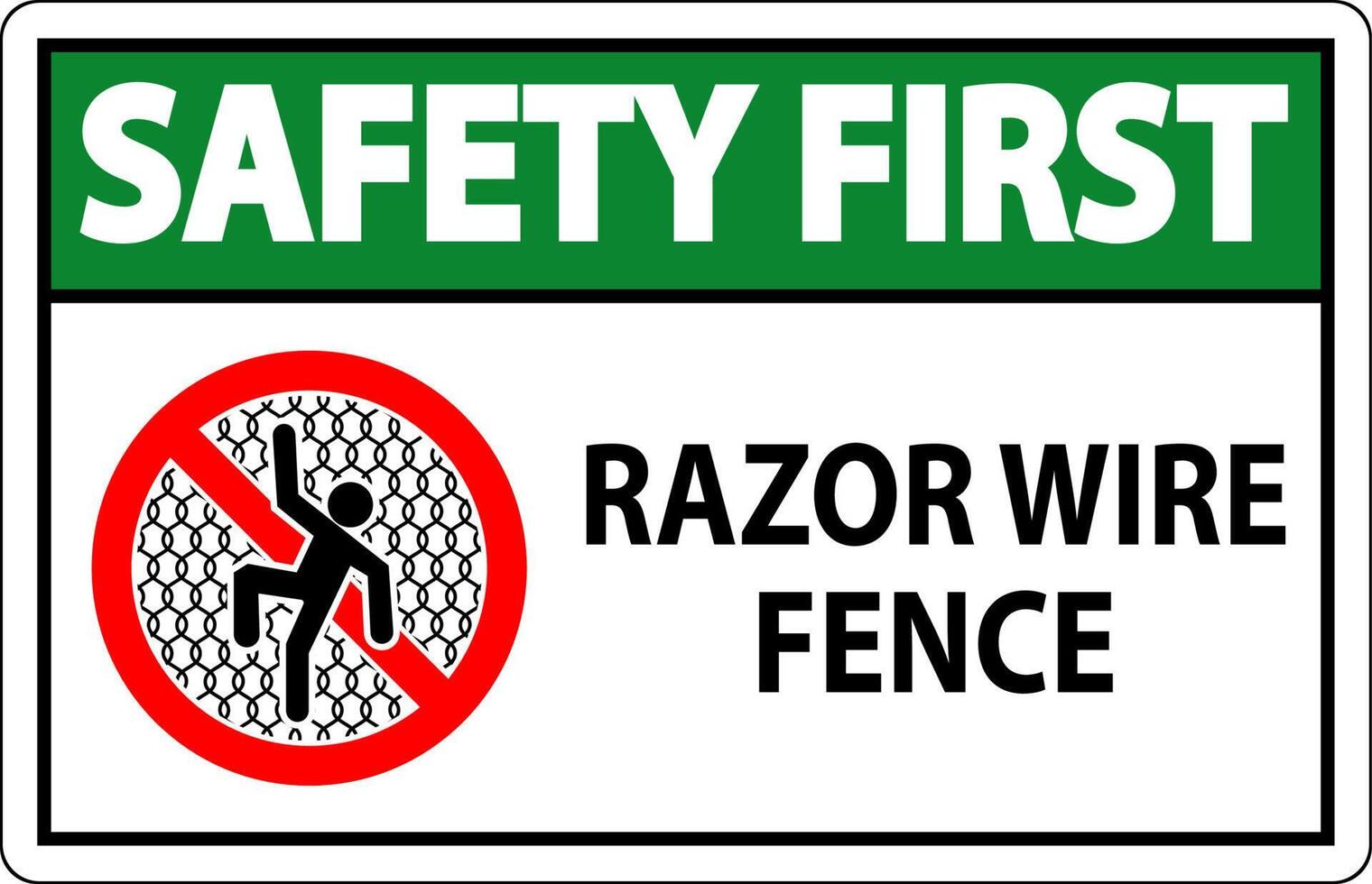 Safety First Sign Razor Wire Fence On White Background vector