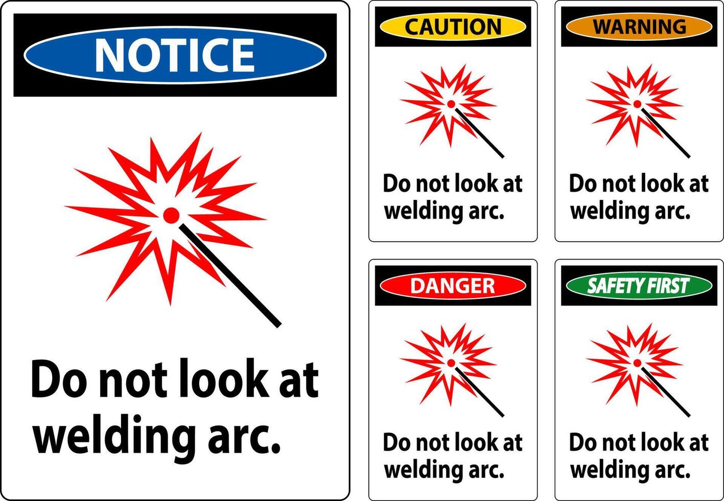 precaución firmar hacer no Mira a soldadura arco vector