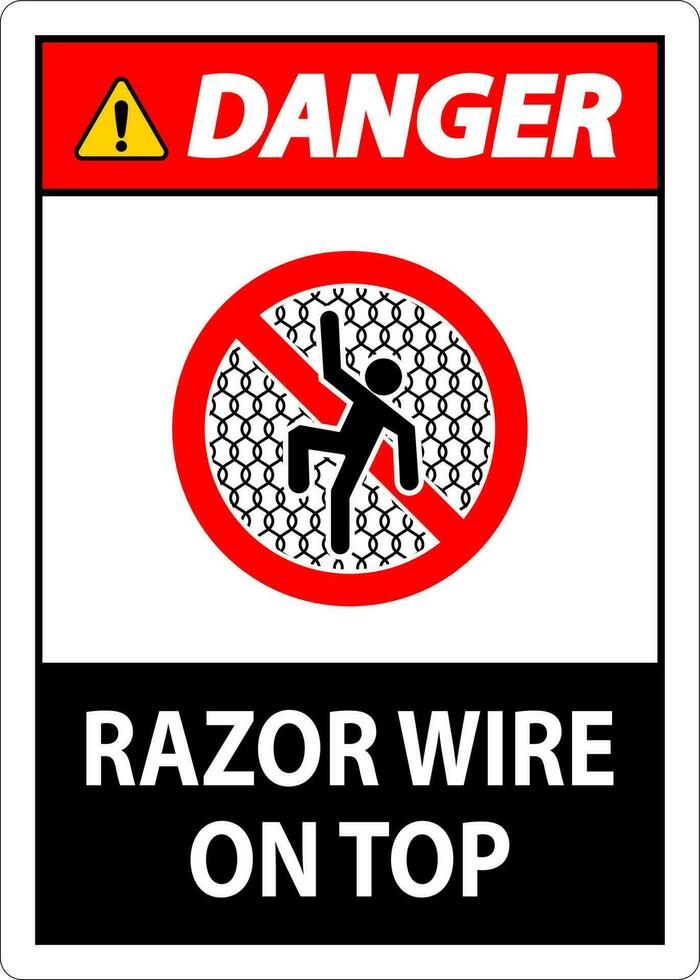 Symbol Danger Sign Razor Wire on Top vector