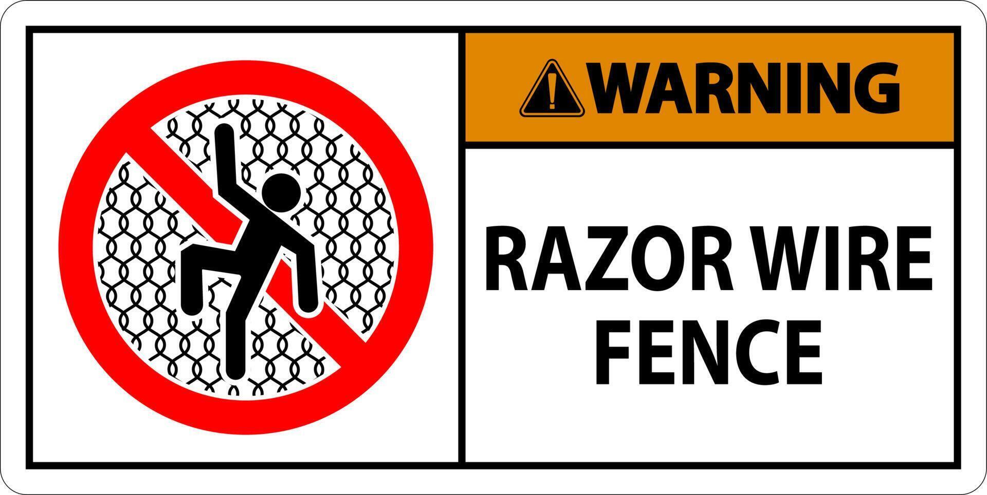 Warning Sign Razor Wire Fence On White Background vector