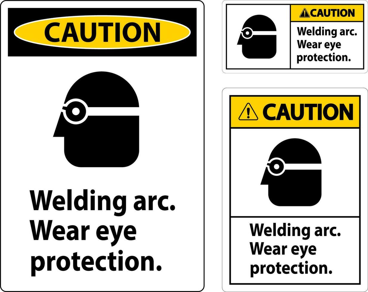 precaución soldadura arco vestir ojo proteccion firmar vector