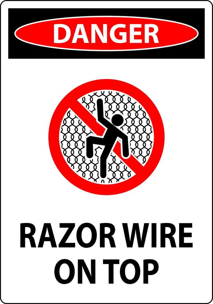 Symbol Danger Sign Razor Wire on Top vector