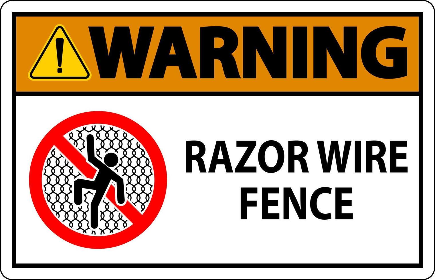 Warning Sign Razor Wire Fence On White Background vector