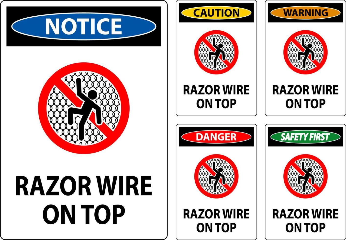 Symbol Danger Sign Razor Wire on Top vector