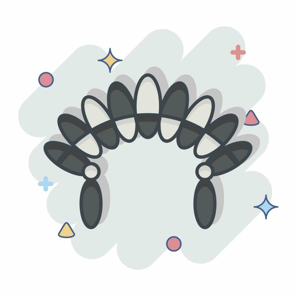 Icon Headdress 2. related to American Indigenous symbol. comic style. simple design editable vector