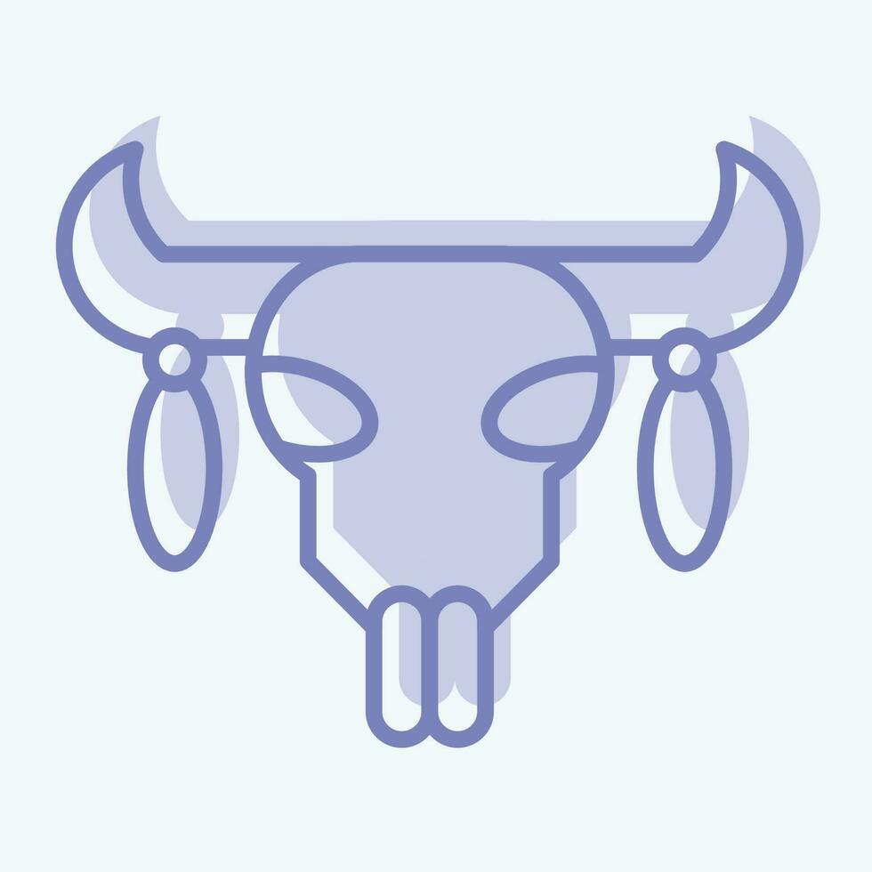 Icon Skull 2. related to American Indigenous symbol. two tone style. simple design editable vector