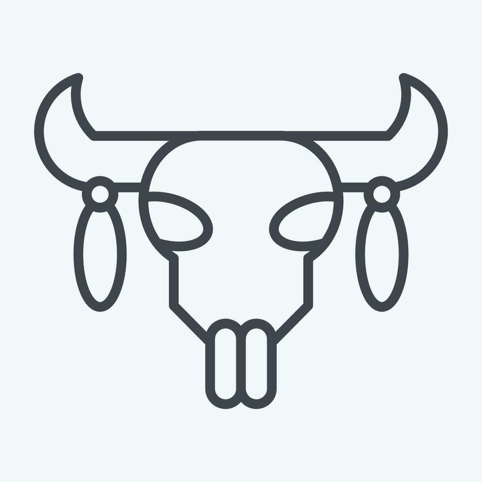Icon Skull 2. related to American Indigenous symbol. line style. simple design editable vector