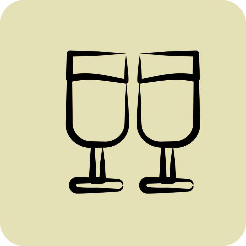 Icon Chin-chin. related to Valentine's Day symbol. hand drawn style. simple design editable vector