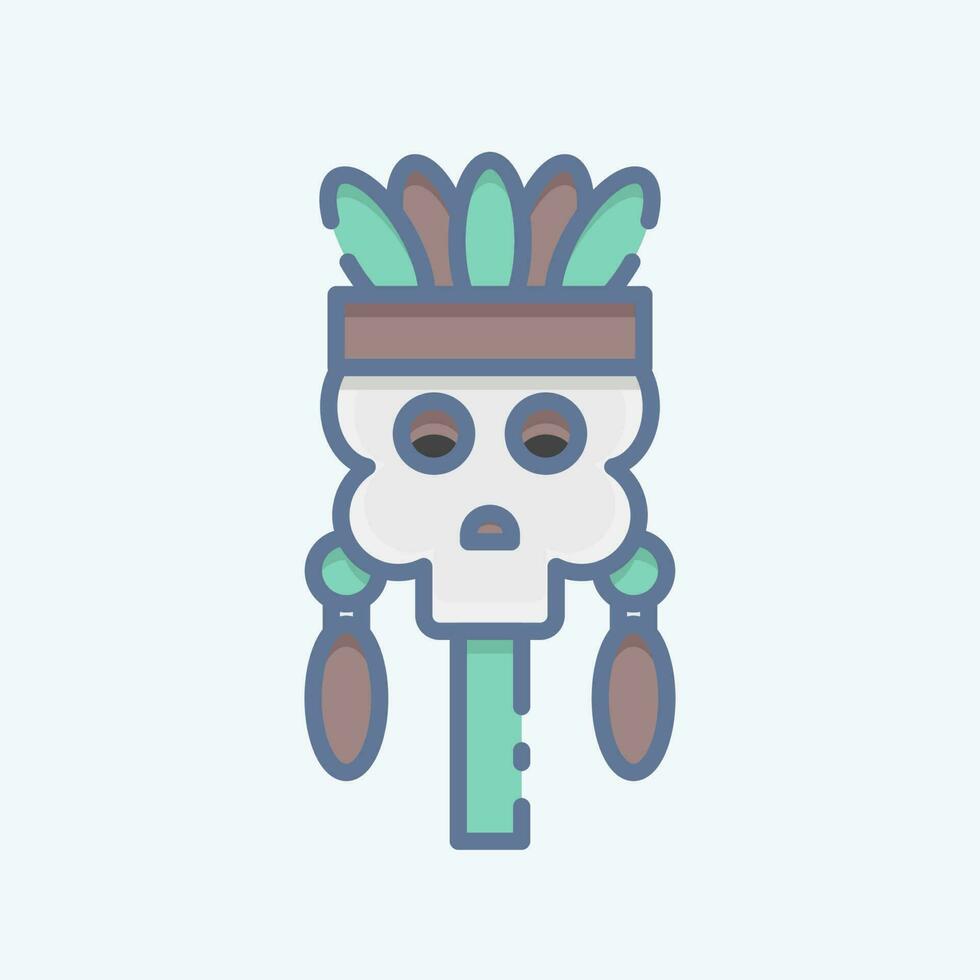 icono cráneo. relacionado a americano indígena símbolo. garabatear estilo. sencillo diseño editable vector