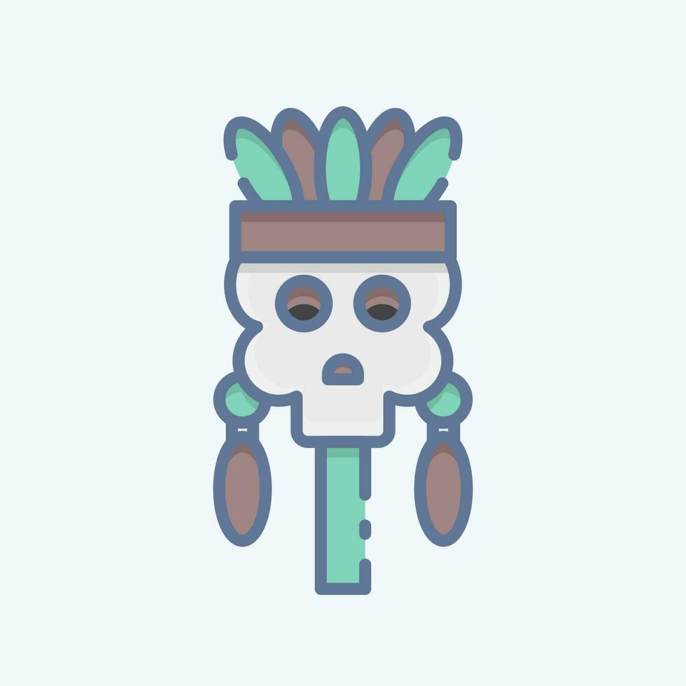 Icon Skull. related to American Indigenous symbol. doodle style. simple design editable vector