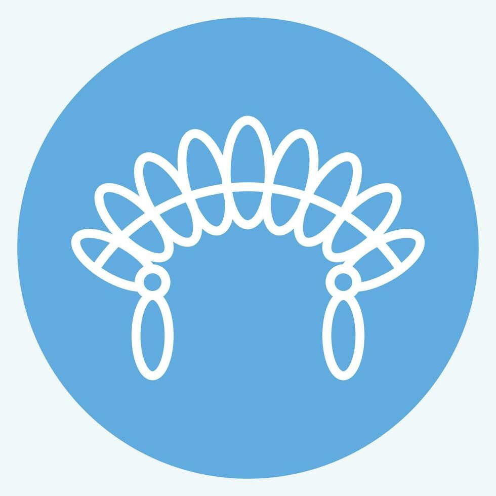 icono tocado 2. relacionado a americano indígena símbolo. azul ojos estilo. sencillo diseño editable vector