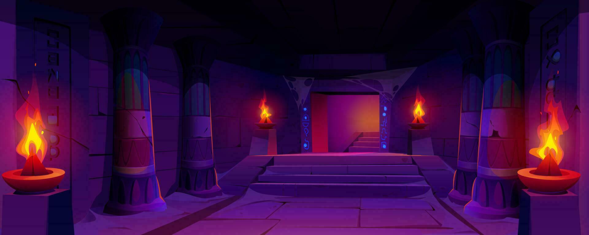 Dark dungeon in abandoned Egyptian palace vector