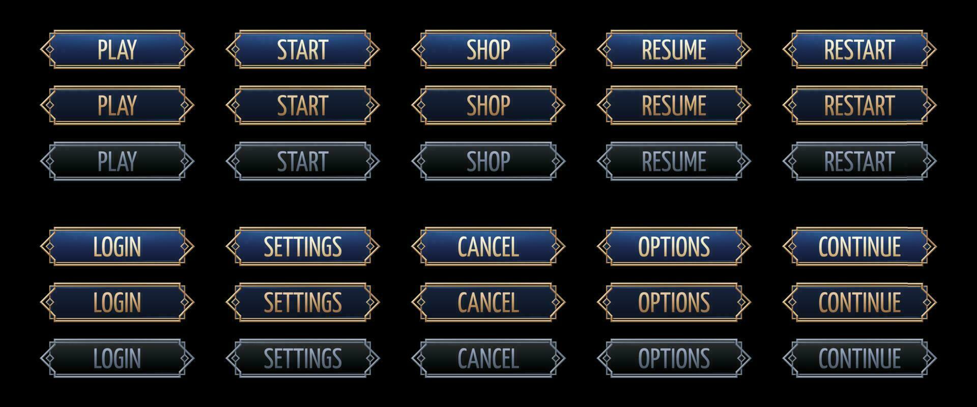 Art deco game interface button, ui animation frame vector