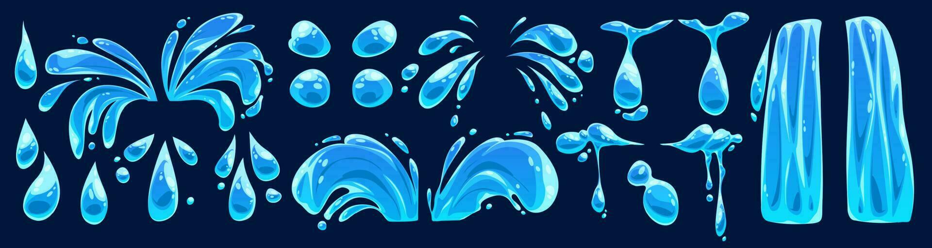 Cartoon water tear vector icon set, liquid graphic