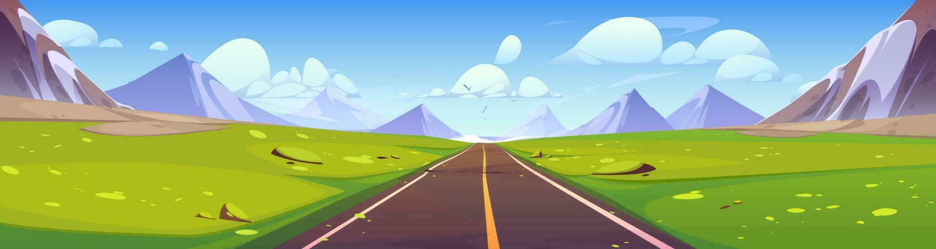 Road and mountain view landscape cartoon vector