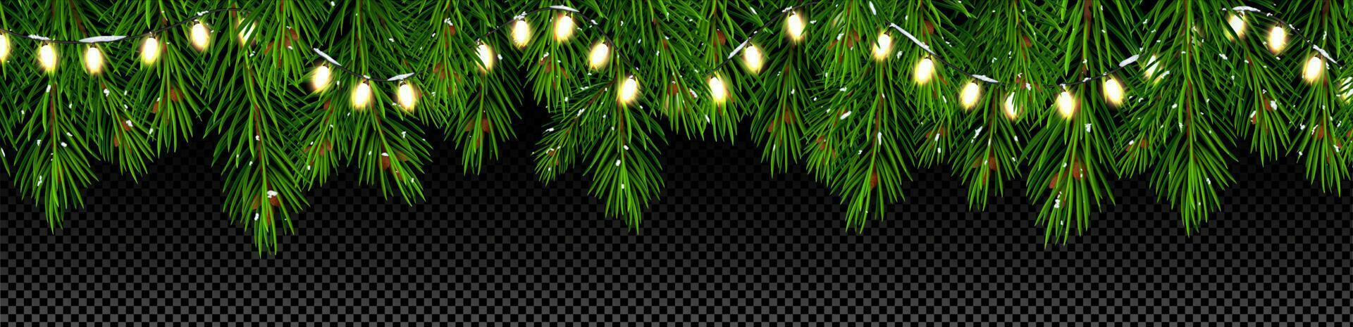 Navidad árbol ramas con luces guirnalda vector