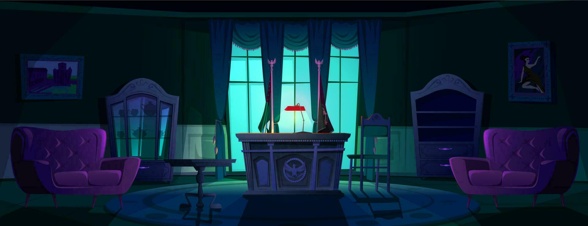 Interior of Oval office in White house at night vector