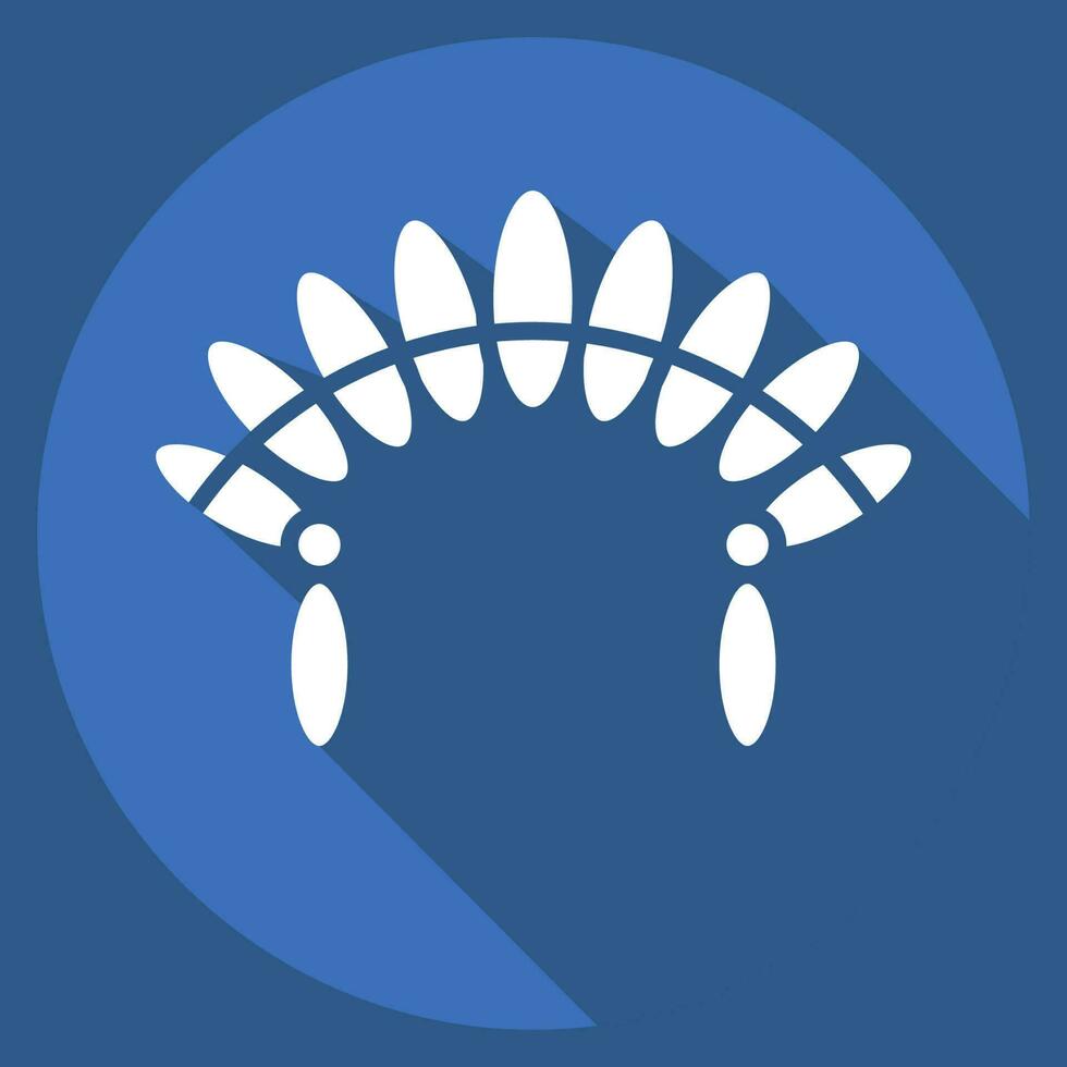 Icon Headdress 2. related to American Indigenous symbol. long shadow style. simple design editable vector