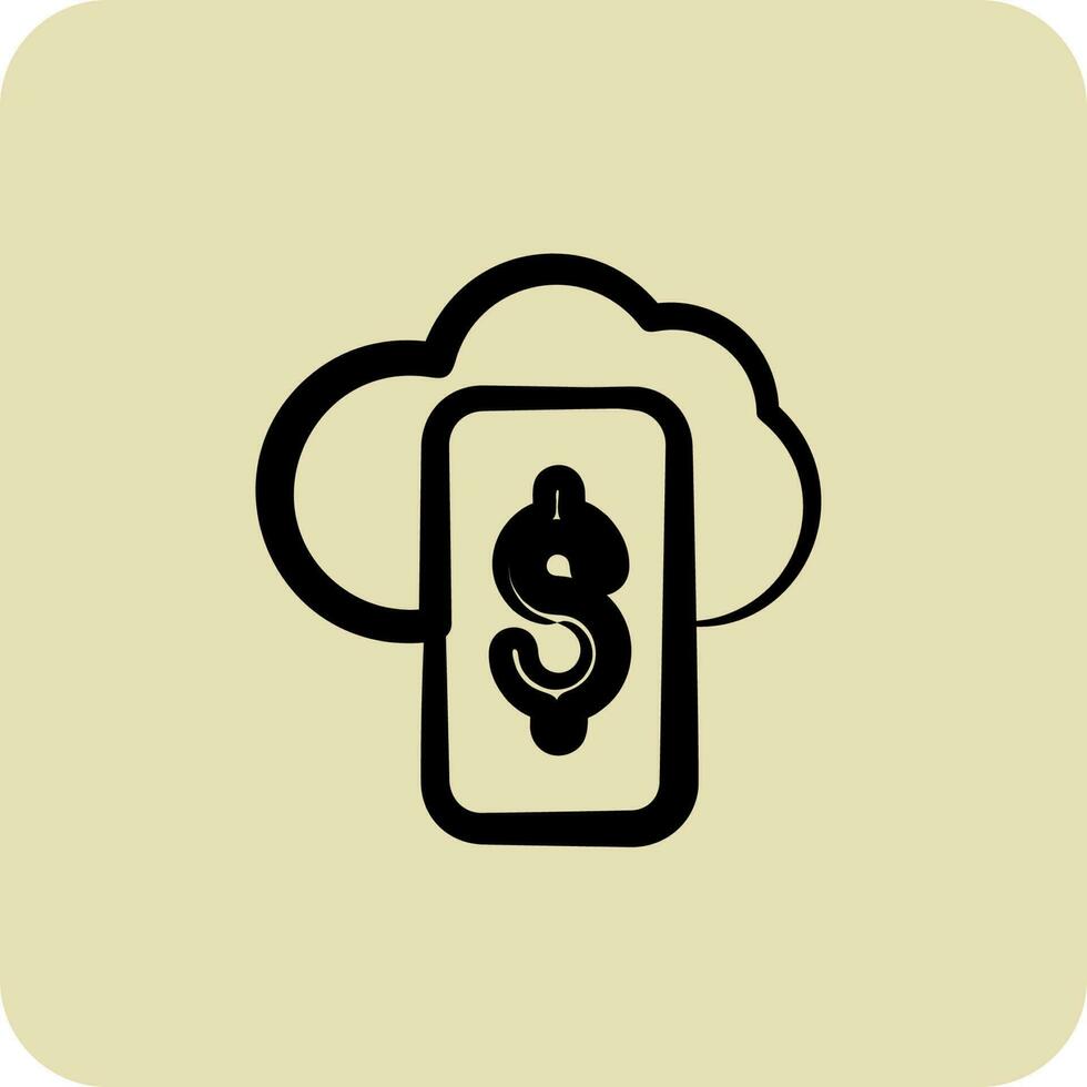 Icon Digital Wallet. suitable for education symbol. hand drawn style. simple design editable vector
