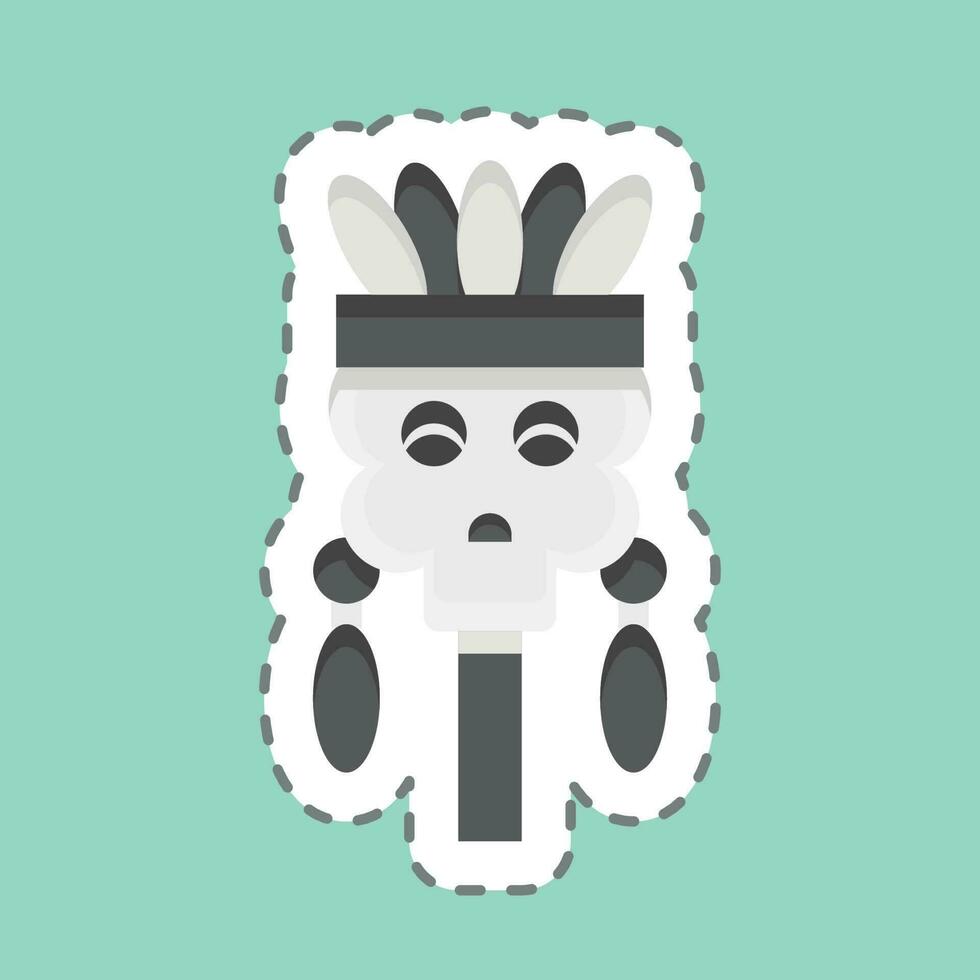 Sticker line cut Skull. related to American Indigenous symbol. simple design editable vector