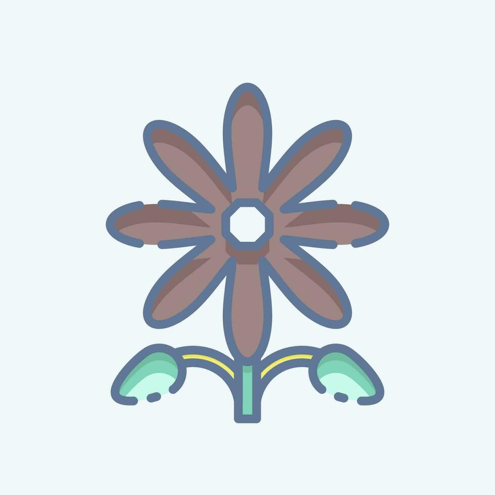 Icon Sunflower. related to American Indigenous symbol. doodle style. simple design editable vector